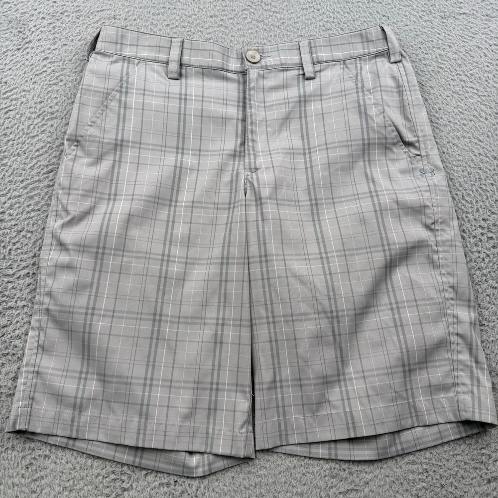 Under Armour Golf Shorts Mens 32 Gray Plaid Lightweight Performance